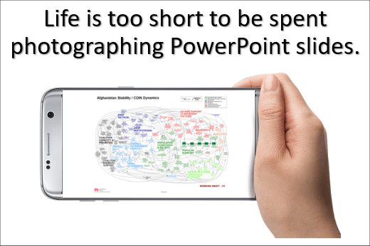 Life is too short to be spent photographing PowerPoint slides.