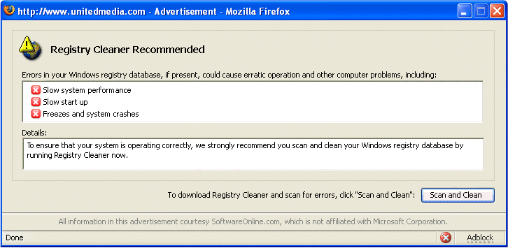Registry Cleaner Scam