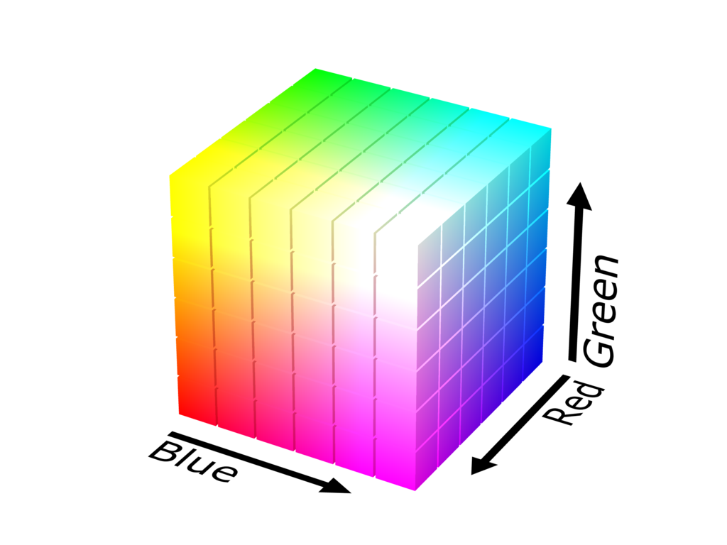 RBG color cube with three sides displayed